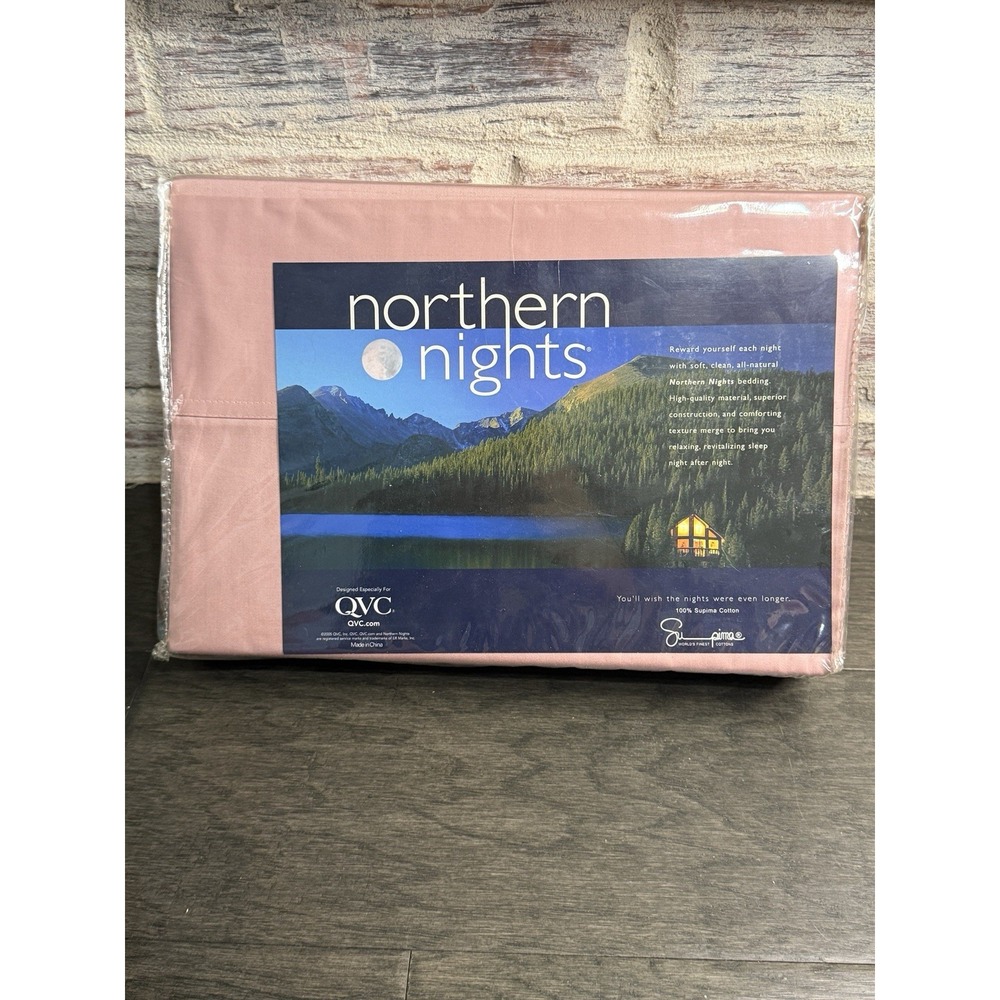 Northern Nights Twin Sheet Set Blush Pink Solid QVS NOS New